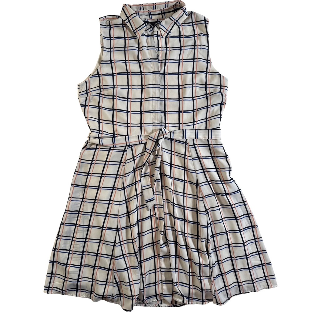 Plaid Sleeveless Shirt Dress Banana Republic‎ Women's 12P Belted, Sidezip Career - Picture 5 of 13
